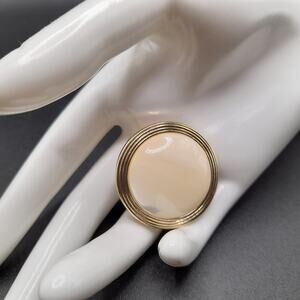 Vintage Western Germany Scarf Clip, Cream Art Glass, 1950s Jewelry